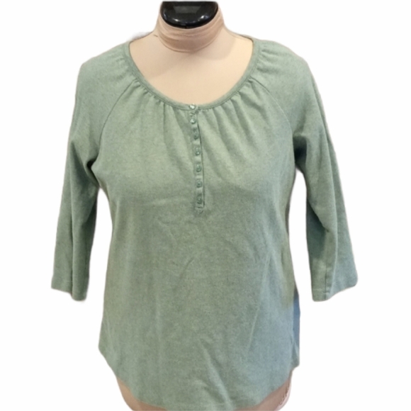 L.L.Bean olive green large blouse - Picture 1 of 6